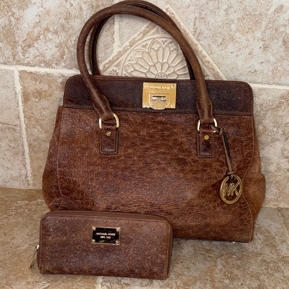 Michael Kors Handbags - Michael Kors Brown Satchel and Wallet Set